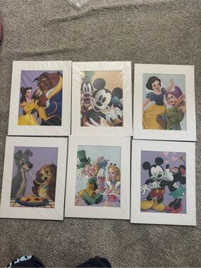USPS Disney Character Art Prints Set of 6 - Colorful Wall Art